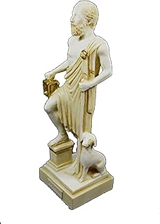 Estia Creations Diogenes Statue de philosophe grec ancien en albâtre Blanc Style classique Dessus de table Fait main en Grèce